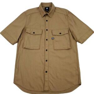 NWOT G-STAR RAW Type C Straight Long Shirt S/S Short Sleeve Chambray Antelope NE